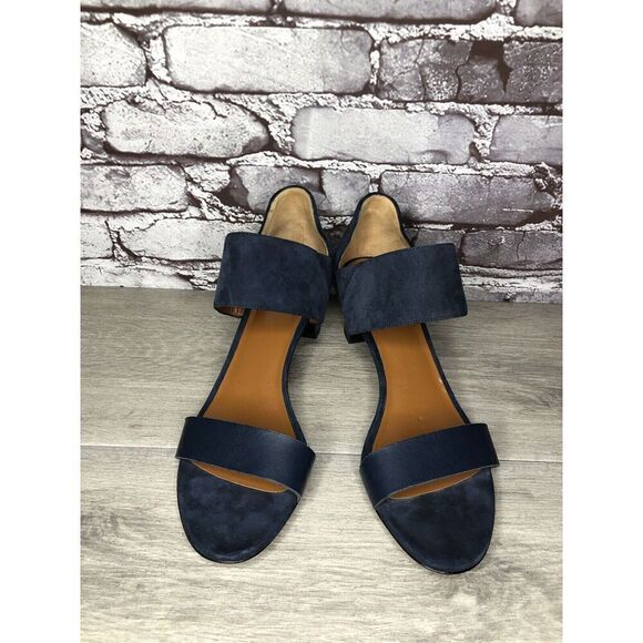 Aquatalia Blue Suede Leather Ankle Strap Heel Sandals Women’s Sz 11M US/42EU - Picture 12 of 16